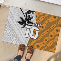 Custom Fiji and Australia Rugby Rubber Doormat Tapa Mix Aboriginal Pattern Half Style LT03 - Polynesian Pride