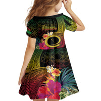Vanuatu Independence Day Family Matching Short Sleeve Bodycon Dress and Hawaiian Shirt Sand Drawing Melanesian Vibes LT03 - Polynesian Pride