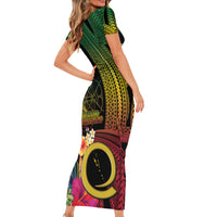 Vanuatu Independence Day Family Matching Short Sleeve Bodycon Dress and Hawaiian Shirt Sand Drawing Melanesian Vibes LT03 - Polynesian Pride