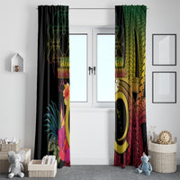 Vanuatu Independence Day Window Curtain Sand Drawing Melanesian Vibes LT03 - Polynesian Pride