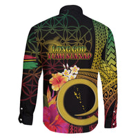 Vanuatu Selebretem 44th Indipendens Dei Family Matching Off The Shoulder Long Sleeve Dress and Hawaiian Shirt Sand Drawing Melanesian Vibes