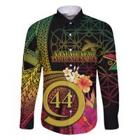Vanuatu Selebretem 44th Indipendens Dei Family Matching Puletasi and Hawaiian Shirt Sand Drawing Melanesian Vibes LT03 Dad's Shirt - Long Sleeve Black - Polynesian Pride