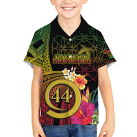 Vanuatu Selebretem 44th Indipendens Dei Family Matching Puletasi and Hawaiian Shirt Sand Drawing Melanesian Vibes LT03 Son's Shirt Black - Polynesian Pride