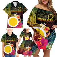 Vanuatu Shefa Day Family Matching Off Shoulder Short Dress and Hawaiian Shirt Sand Drawing Melanesian