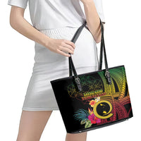 Vanuatu Shefa Day Leather Tote Bag Sand Drawing Melanesian LT03 - Polynesian Pride