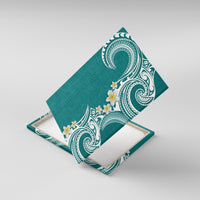 Aloha Polynesian Plumeria Flower Canvas Wall Art Teal Color