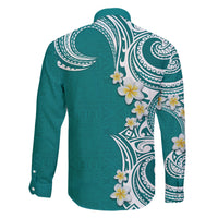 Aloha Polynesian Plumeria Flower Family Matching Mermaid Dress and Hawaiian Shirt Teal Color LT03 - Polynesian Pride