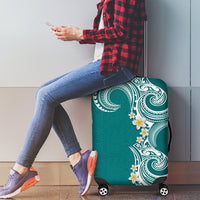 Aloha Polynesian Plumeria Flower Luggage Cover Teal Color