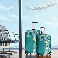 Aloha Polynesian Plumeria Flower Luggage Cover Teal Color