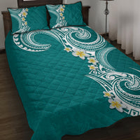 Aloha Polynesian Plumeria Flower Quilt Bed Set Teal Color