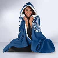 Aloha Polynesian Plumeria Flower Hooded Blanket Blue Color