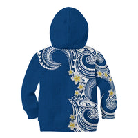 Aloha Polynesian Plumeria Flower Kid Hoodie Blue Color