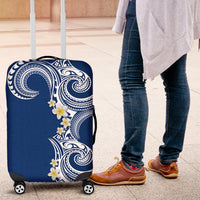 Aloha Polynesian Plumeria Flower Luggage Cover Blue Color