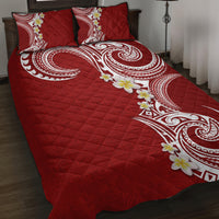 Aloha Polynesian Plumeria Flower Quilt Bed Set Red Color