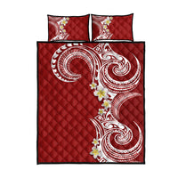 Aloha Polynesian Plumeria Flower Quilt Bed Set Red Color