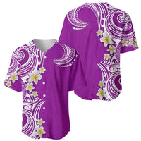 Aloha Polynesian Plumeria Flower Baseball Jersey Purple Color LT03 - Polynesian Pride
