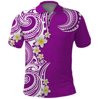 Aloha Polynesian Plumeria Flower Polo Shirt Purple Color