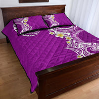 Aloha Polynesian Plumeria Flower Quilt Bed Set Purple Color