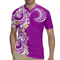 Aloha Polynesian Plumeria Flower Rugby Jersey Purple Color