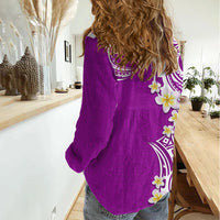 Aloha Polynesian Plumeria Flower Women Casual Shirt Purple Color LT03 - Polynesian Pride
