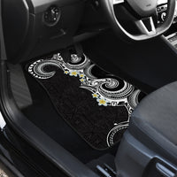 Aloha Polynesian Plumeria Flower Car Mats Black White Color