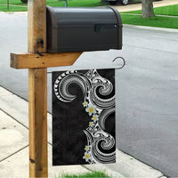 Aloha Polynesian Plumeria Flower Garden Flag Black White Color