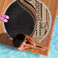 Samoa Siapo Motif and Tapa Pattern Half Style Beach Blanket Beige Color LT03 - Polynesian Pride