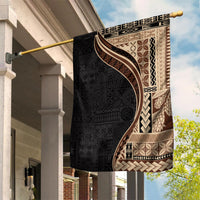Samoa Siapo Motif and Tapa Pattern Half Style Garden Flag Beige Color LT03 House Flag Beige - Polynesian Pride