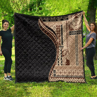 Samoa Siapo Motif and Tapa Pattern Half Style Quilt Beige Color LT03 - Polynesian Pride