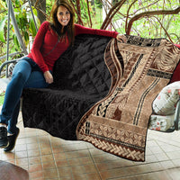 Samoa Siapo Motif and Tapa Pattern Half Style Quilt Beige Color LT03 - Polynesian Pride
