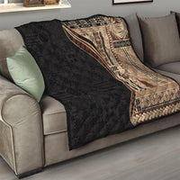 Samoa Siapo Motif and Tapa Pattern Half Style Quilt Beige Color LT03 - Polynesian Pride