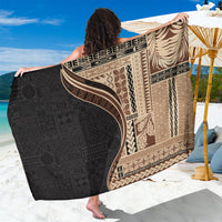 Samoa Siapo Motif and Tapa Pattern Half Style Sarong Beige Color LT03 One Size 44 x 66 inches Beige - Polynesian Pride