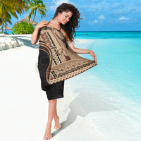 Samoa Siapo Motif and Tapa Pattern Half Style Sarong Beige Color LT03 - Polynesian Pride