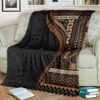 Samoa Siapo Motif and Tapa Pattern Half Style Blanket Black Color LT03 - Polynesian Pride
