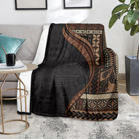 Samoa Siapo Motif and Tapa Pattern Half Style Blanket Black Color LT03 - Polynesian Pride