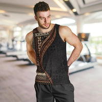 Samoa Siapo Motif and Tapa Pattern Half Style Men Tank Top Black Color LT03 Black - Polynesian Pride