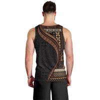 Samoa Siapo Motif and Tapa Pattern Half Style Men Tank Top Black Color LT03 - Polynesian Pride