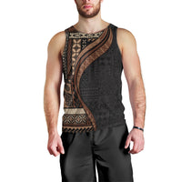 Samoa Siapo Motif and Tapa Pattern Half Style Men Tank Top Black Color LT03 - Polynesian Pride