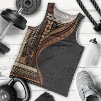 Samoa Siapo Motif and Tapa Pattern Half Style Men Tank Top Black Color LT03 - Polynesian Pride