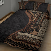 Samoa Siapo Motif and Tapa Pattern Half Style Quilt Bed Set Black Color LT03 - Polynesian Pride