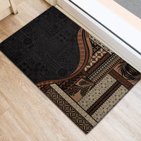 Samoa Siapo Motif and Tapa Pattern Half Style Rubber Doormat Black Color LT03 - Polynesian Pride