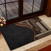 Samoa Siapo Motif and Tapa Pattern Half Style Rubber Doormat Black Color LT03 - Polynesian Pride