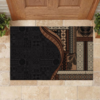 Samoa Siapo Motif and Tapa Pattern Half Style Rubber Doormat Black Color LT03 - Polynesian Pride