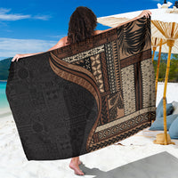 Samoa Siapo Motif and Tapa Pattern Half Style Sarong Black Color LT03 One Size 44 x 66 inches Black - Polynesian Pride