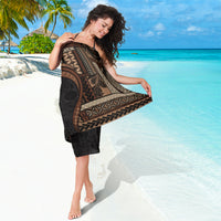 Samoa Siapo Motif and Tapa Pattern Half Style Sarong Black Color LT03 - Polynesian Pride
