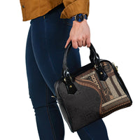 Samoa Siapo Motif and Tapa Pattern Half Style Shoulder Handbag Black Color LT03 - Polynesian Pride