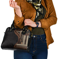 Samoa Siapo Motif and Tapa Pattern Half Style Shoulder Handbag Black Color LT03 - Polynesian Pride