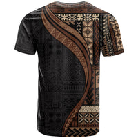 Samoa Siapo Motif and Tapa Pattern Half Style T Shirt Black Color