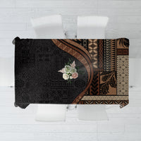 Samoa Siapo Motif and Tapa Pattern Half Style Tablecloth Black Color LT03 Black - Polynesian Pride