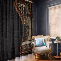 Samoa Siapo Motif and Tapa Pattern Half Style Window Curtain Black Color LT03 - Polynesian Pride
